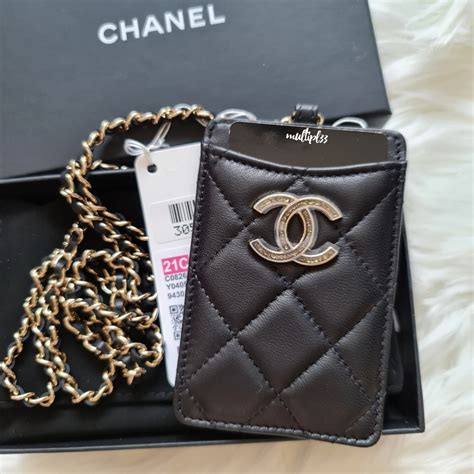 lanyard chanel|Chanel lanyard card holder.